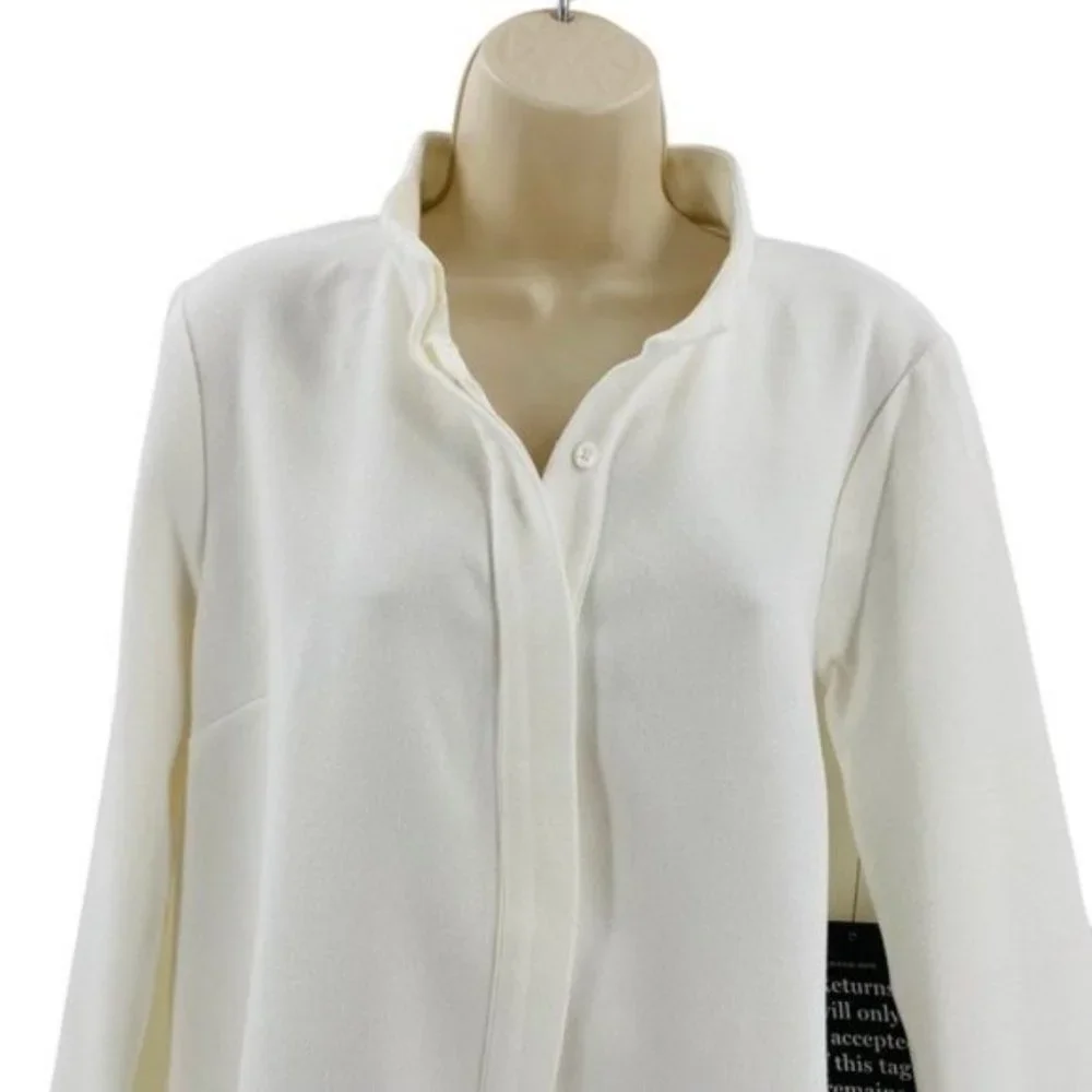 Tuckernuck White Stretch Crepe Avery Long Sleeve Shirt Mini Dress Size XXS - Picture 5 of 11